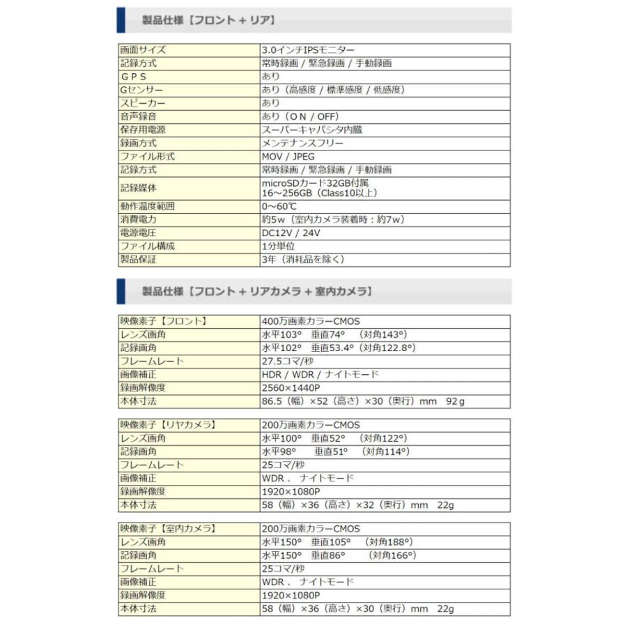 JES/日本電機サービス ミルモアイ3カメラ同時録画ドライブレコーダー