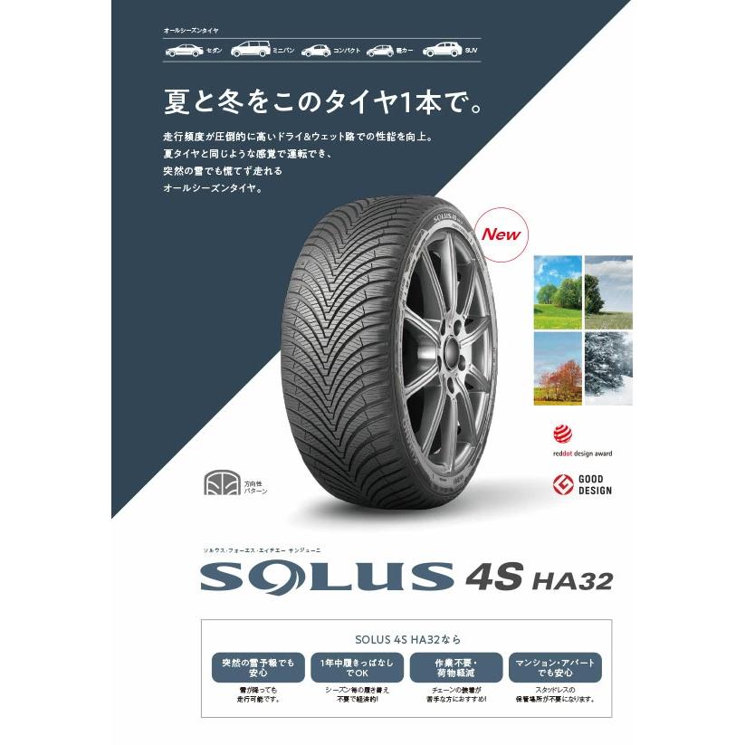 クムホタイヤ オールシーズンタイヤ ソルウス4S HA32【195/65R15 91H】KUMHO SOLUS 4S HA32/4本セットの画像