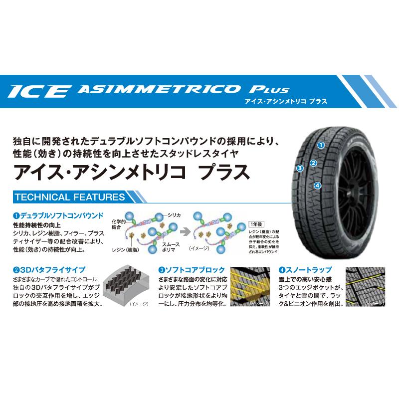 正規品 ピレリ アイス・アシンメトリコ・プラス 165/55R15 79Q  スタッドレスタイヤ PIRELLI ICE ASIMMETRICO PLUS 4209500｜snet｜02