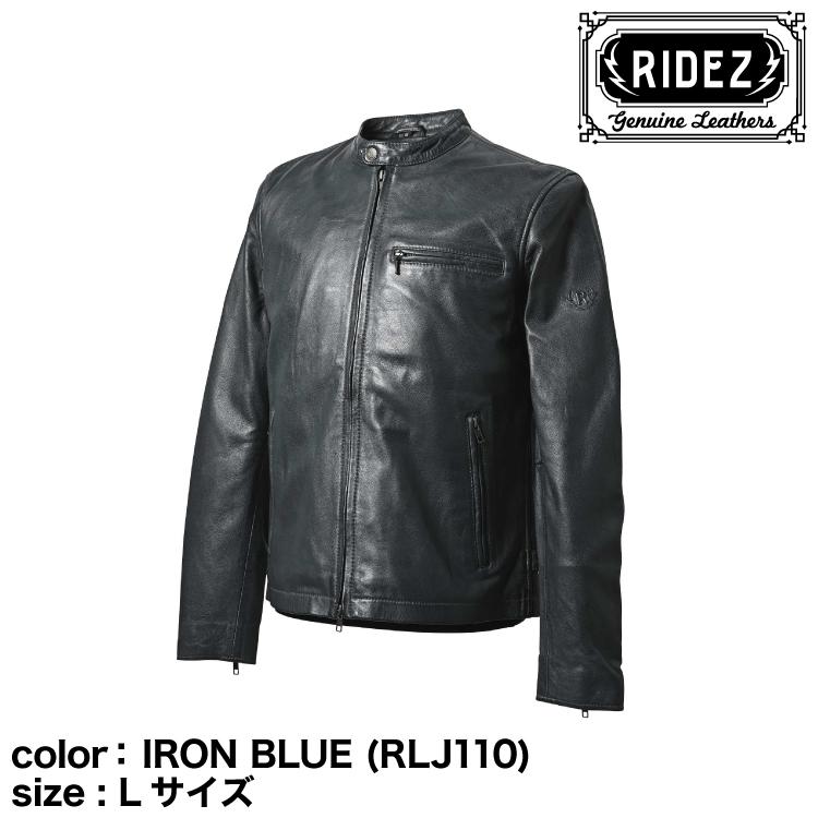 RIDEZ RIDEZ ACE JACKET IRON BLUE (RLJ110) Lサイズ/シングルライダースジャケット : グリーンテック ...