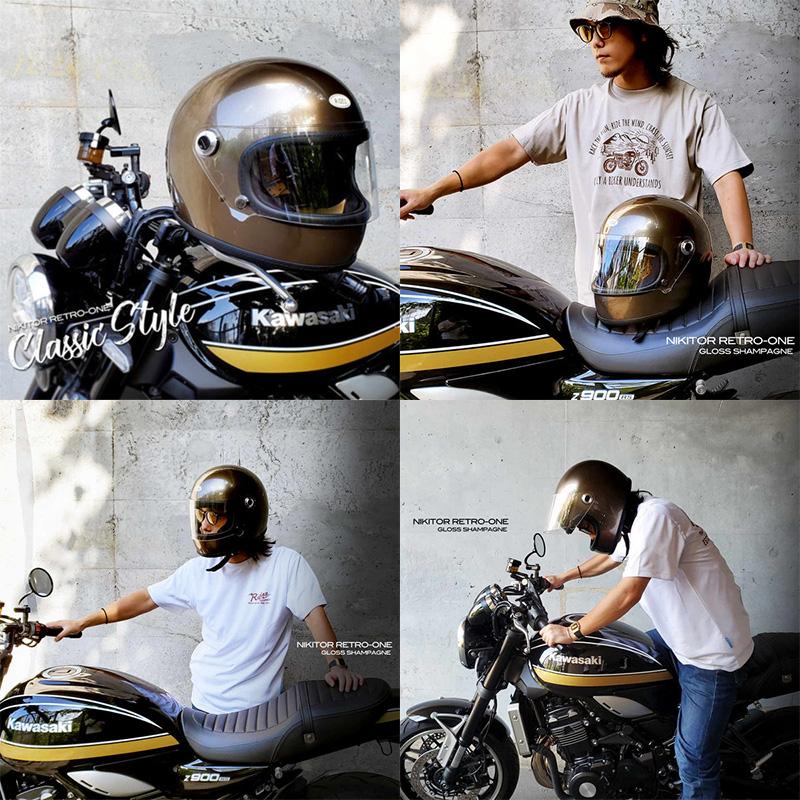 ライズ NIKITOR Retro-One GLOSS CHAMPAGNE /Lサイズ (59-60cm未満) フルフェイス RIDEZ HELMET