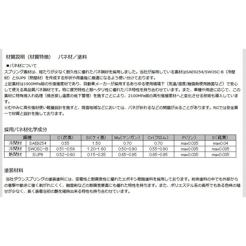 RG レーシングギア アップスプリング/日産/エクストレイル/NT31/4WD ガソリン車/2007年8月〜2013年12月/【SN030A-UP】｜snet｜05