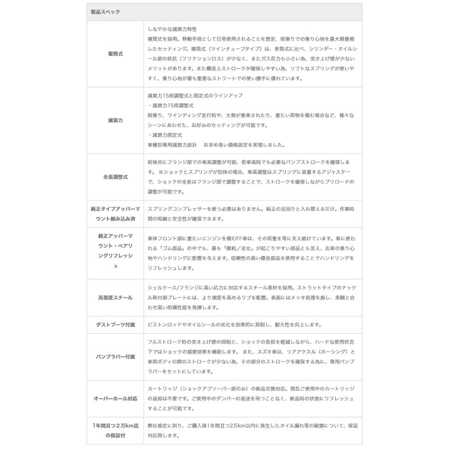 【ポイント5倍】辰巳屋興業/車高調/ストリートライド/TYPE-K2+UM/減衰15段/ワゴンＲスティングレー(SR-S410-B-UM) | RACING GEAR | 02