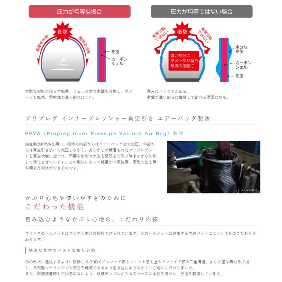 wins ウインズ  フルフェイスヘルメット A-FORCE RS typeC/ドライカーボンモデル/XS (55cm-56cm)の画像