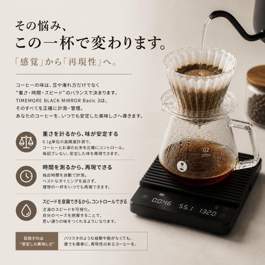 タイムモア スケール Black Mirror Basic 3.0 正規輸入品 TIMEMORE コーヒースケール ドリップスケール デジタルスケール 流速計測 タイマー機能 USB充電式 | TIMEMORE | 02
