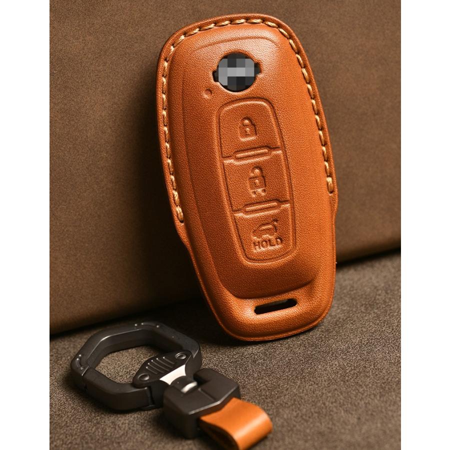 日産（NISSAN） 本革 キーケース キーカバー 3ボタン レザー ニッサン