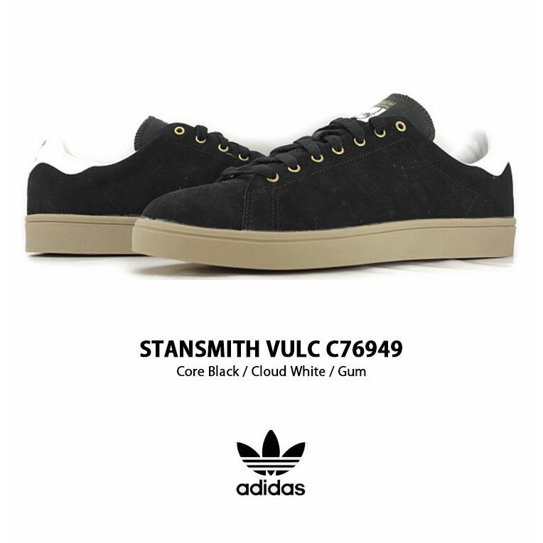 adidas Originals アディダス オリジナルス スニーカー STANSMITH VULC CL BLACK WHITE GUM C76949 スタンスミス バルク スウェードスニーカー レザー 本革｜snkrs-aclo｜02