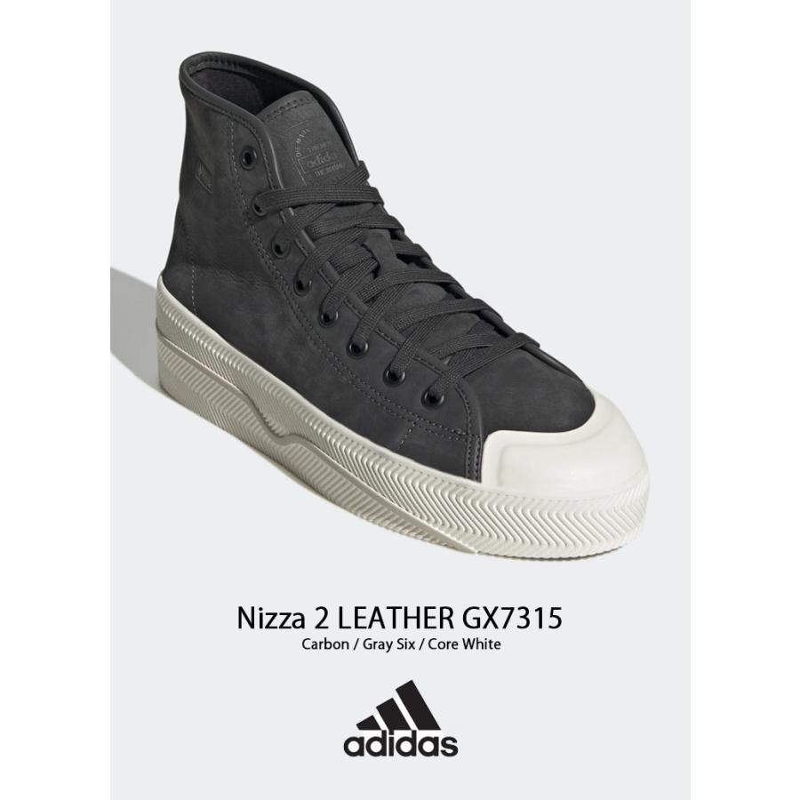 adidas アディダス スニーカー NIZZA 2 LEATHER GX7315 ニッツァ レザー ハイカット BLACK GRAY WHITE クラシック 本革 ブラック グレー ホワイト バッシュ｜snkrs-aclo｜02