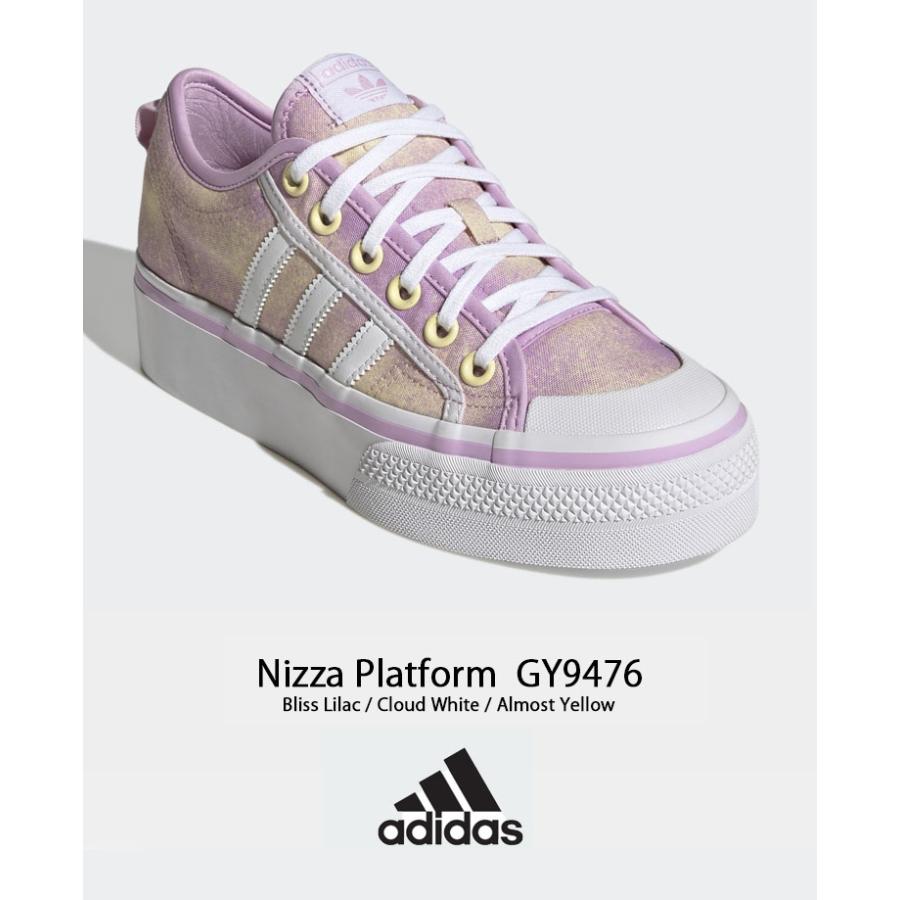 adidas アディダス レディース スニーカー NIZZA PLATFORM GY9476 ニッツァ プラットフォーム 厚底 厚底スニーカー 厚底シューズ LILAC WHITE YELLOW  シューズ｜snkrs-aclo｜02