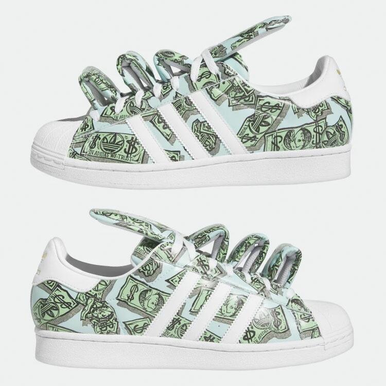 adidas Originals アディダス オリジナルス スニーカー JEREMY SCOTT MONEY PRINT SST HP6596 FA0212 ジェレミー・スコット マネープリント White Gold｜snkrs-aclo｜03