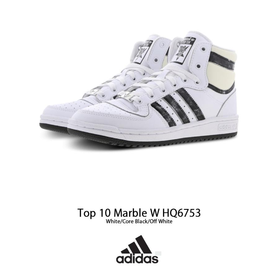 adidas アディダス スニーカー HQ6753 Top 10 Marble W トップテン マーブル W WHITE BLACK ホワイト ブラック HI ハイカット スニーカー レディース 女性用｜snkrs-aclo｜02