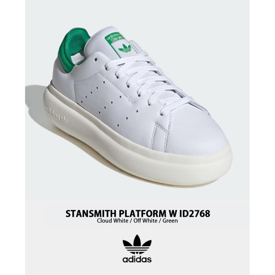 adidas originals アディダス スニーカー 厚底 STANSMITH PF W ID2786 スタンスミス プラットフォーム WHITE GREEN シューズ 厚底シューズ 本革 レザー ホワイト｜snkrs-aclo｜02