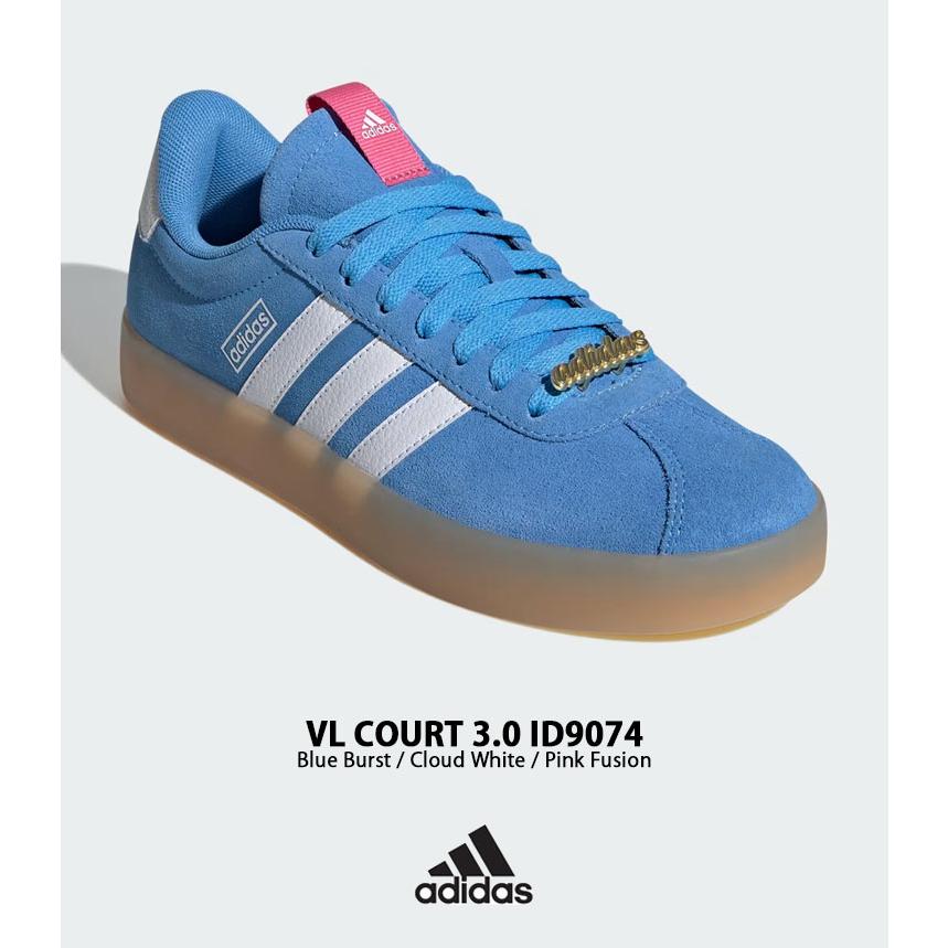 adidas アディダス スニーカー VL COURT 3.0 ID9074 コート BLUE WHITE PINK シューズ スエード スウェード スケートシューズ ブルー ホワイト ピンク｜snkrs-aclo｜03