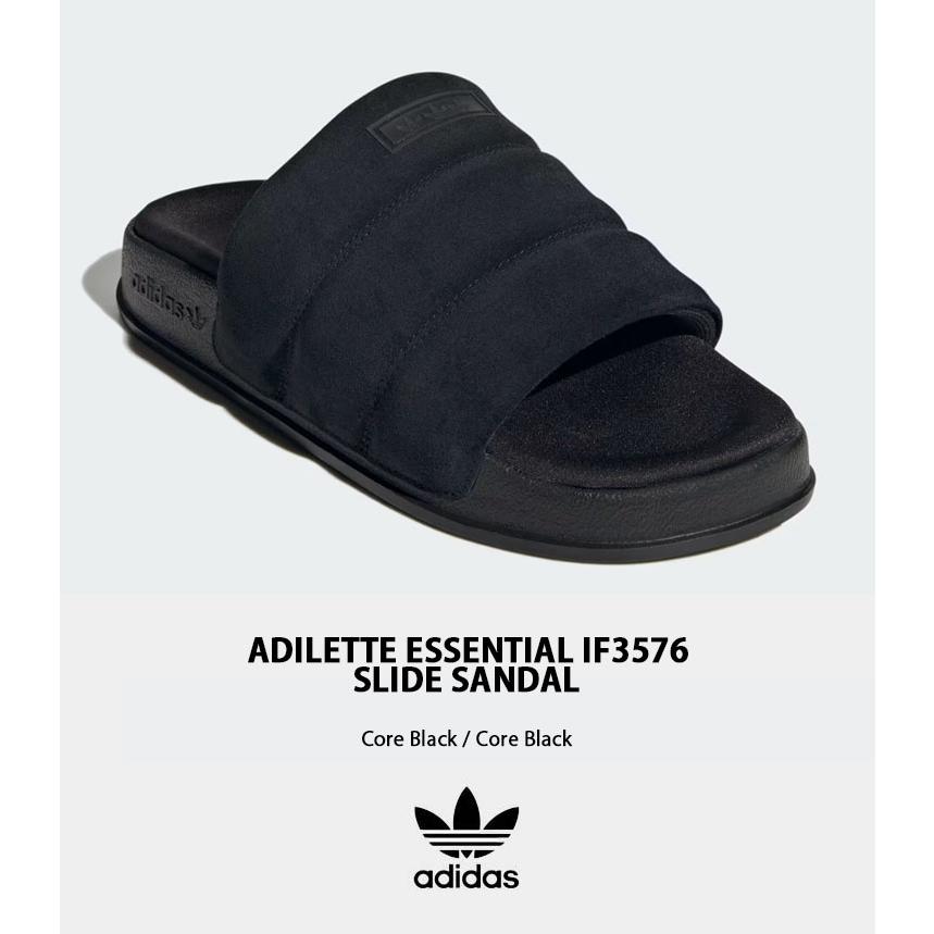 adidas originals アディダス レディース サンダル 厚底 ADILETTE ESSENTIAL IF3576 CORE BLACK アディレッタ エッセンシャル 厚底サンダル シャワーサンダル｜snkrs-aclo｜03