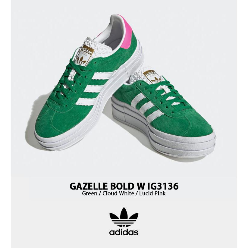 adidas originals アディダス スニーカー GAZELLE BOLD IG3136 ガゼル 厚底スニーカー GREEN WHITE PINK シューズ グリーン ホワイト ピンク｜snkrs-aclo｜03