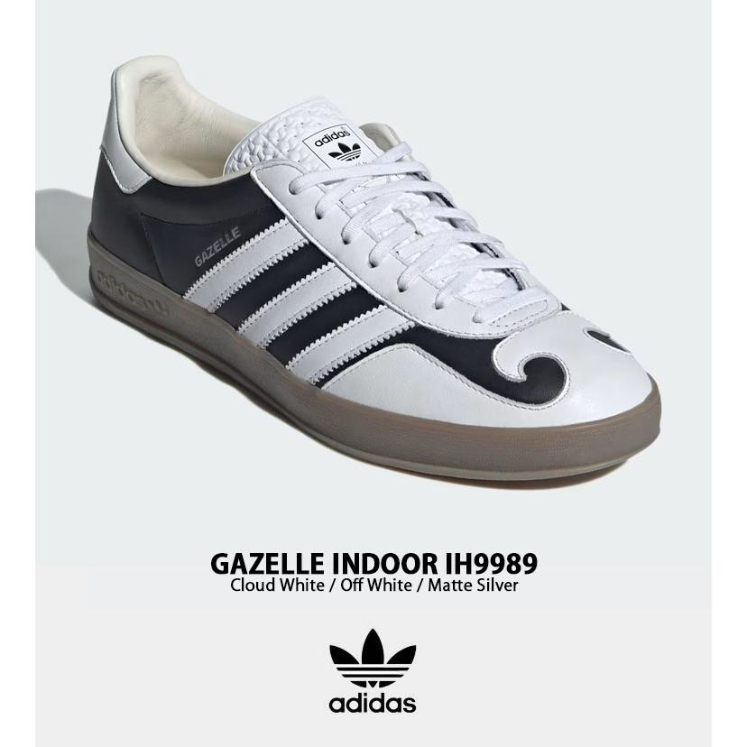 adidas originals アディダス スニーカー GAZELLE INDOOR IH9989 ガゼル インドア WHITE SILVER シューズ レザー 本革 ホワイト シルバー ゴムアウトソール｜snkrs-aclo｜02