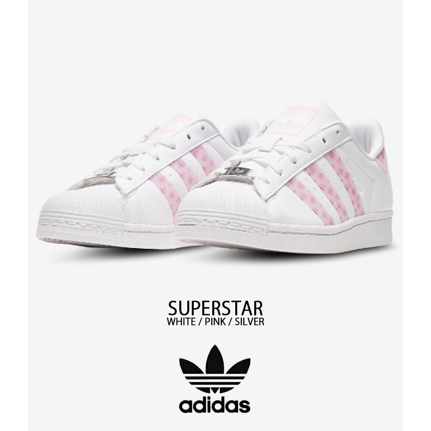 adidas originals アディダス スニーカー SUPERSTAR WHITE PINK SILVER スーパースター ホワイト ピンク シルバー ロゴ シューズ GRADE SCHOOLレディース 女性用｜snkrs-aclo｜02