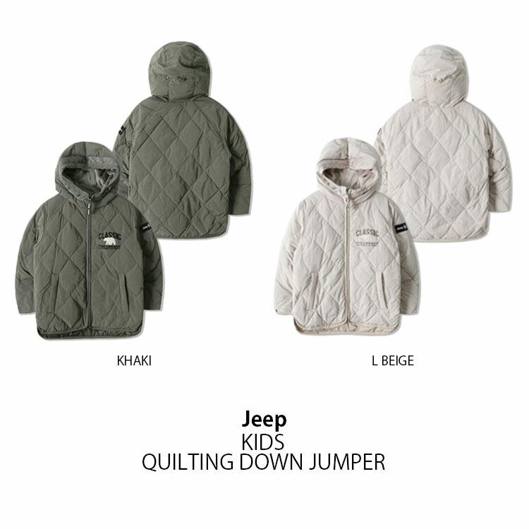 Jeep ジープ キッズ ダウンジャケット QUILTING DOWN JUMPER キルティング ダウン ジャケット ジャンパー ジップアップ  フーディ ロゴ 子供用 KN4JPU304