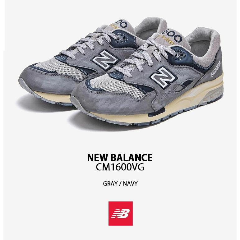 New Balance ニューバランス スニーカー CM1600VG NEWBALANCE 1600 GRAY NAVY シューズ  レザー 本革 グレー ネイビー メンズ レディース｜snkrs-aclo｜02