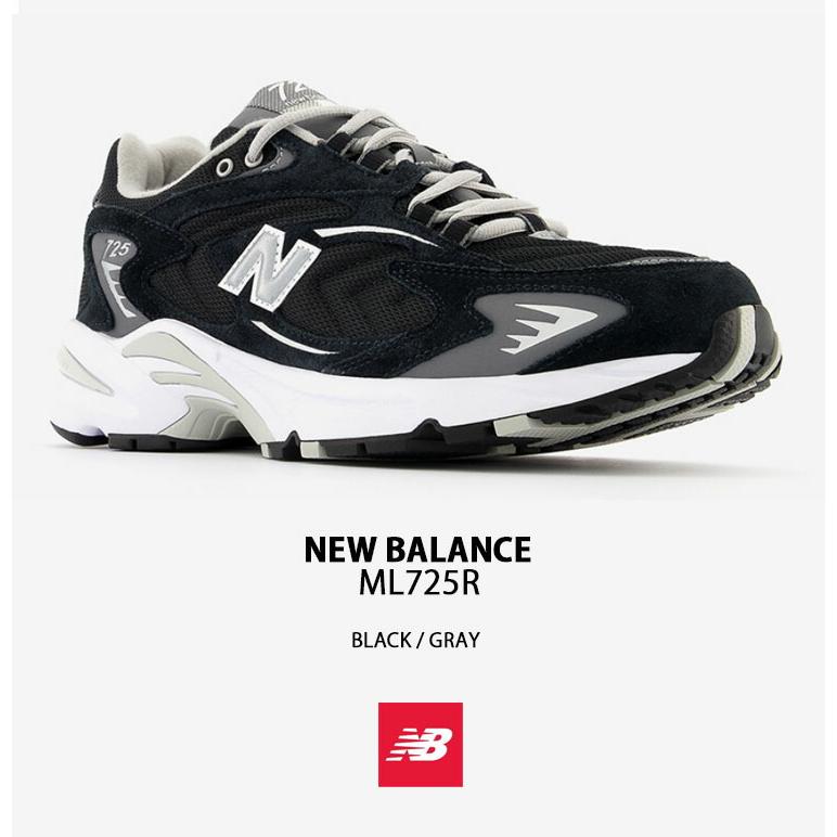 New Balance ニューバランス スニーカー ML725R NEWBALANCE ML725 BLACK GRAY シューズ ダッドシューズ レザー 本革 ブラック グレー メンズ レディース｜snkrs-aclo｜02