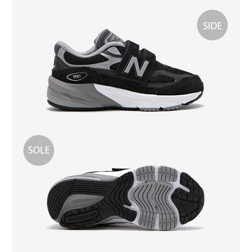 New Balance ニューバランス キッズ スニーカー NewBalance 990 BLACK キッズシューズ ブラック グレー ベルクロ PV990BK6 ベビー用 キッズ用 ジュニア用 子供用｜snkrs-aclo｜04