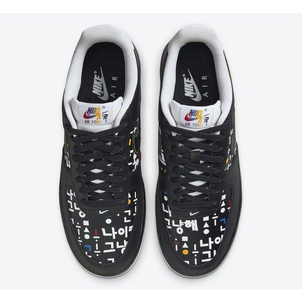 NIKE AIR FORCE 1 07 LV8 BLACK エアフォース ブラック ハングル NIKE AIR FORCE 1 07 LV8 BLACK エアフォース ブラック ハングル