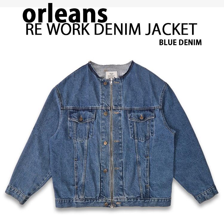 orleans デニムジャケット orleans re work denim jacket カバーオール Gジャン BLUE DENIM ビンテージ加工 ノーカラー 再構築ウェア orleans デニムジャケット re work denim jacket カバーオール Gジャン