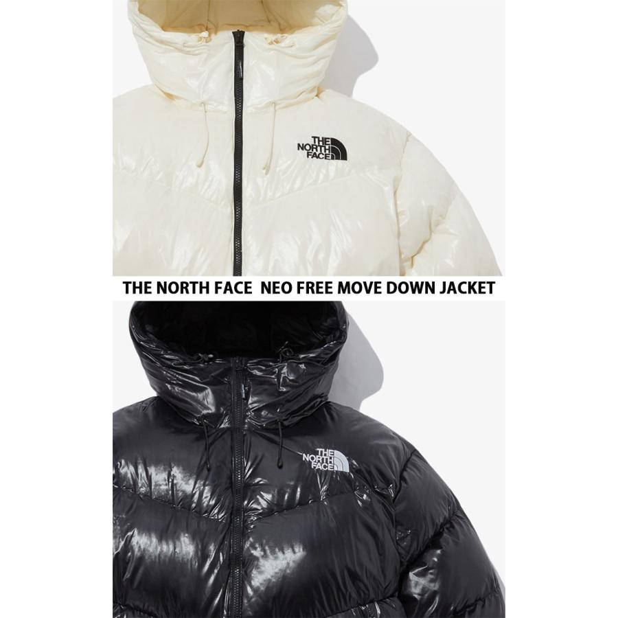 THE NORTH FACE ノースフェイス ダウンジャケット NEO FREE MOVE DOWN JACKET ルーズフィット 光沢 グロッシーダウン BLACK CREAM フード一体型 NJ1DP53K/J｜snkrs-aclo｜04