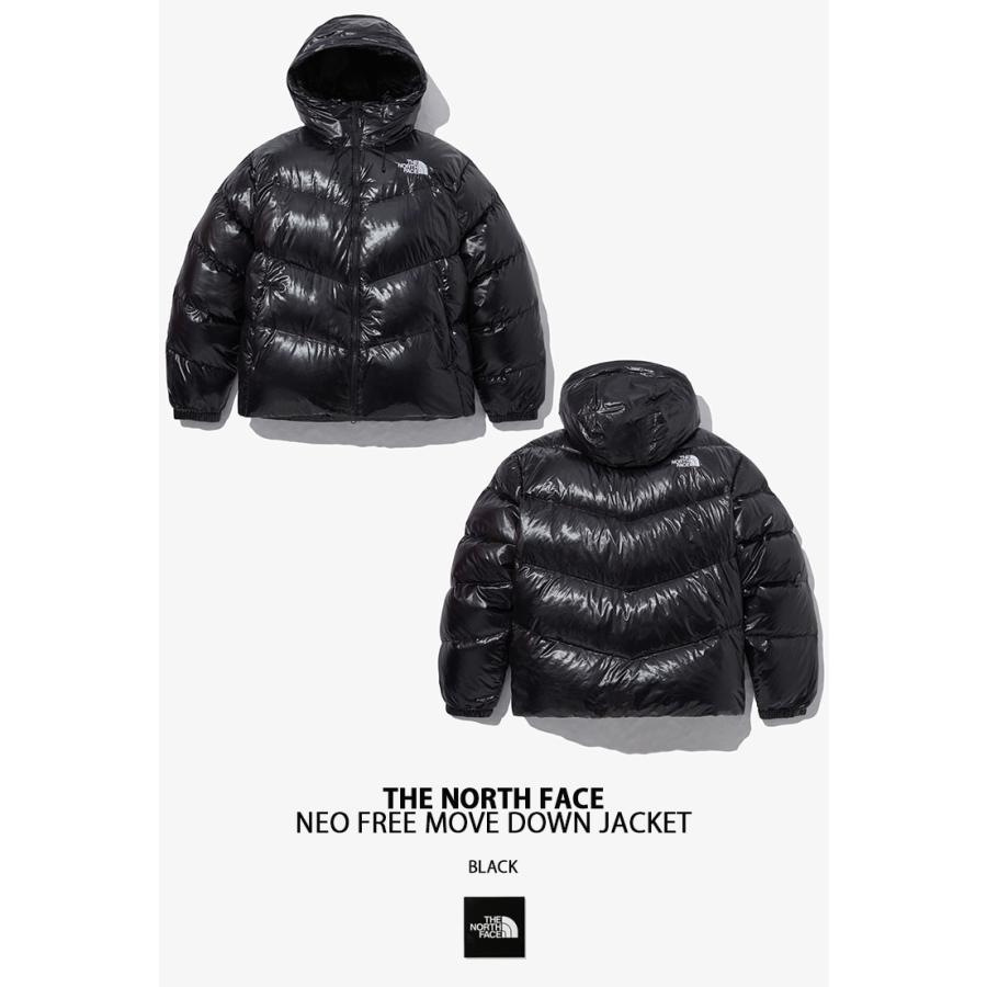 THE NORTH FACE ノースフェイス ダウンジャケット NEO FREE MOVE DOWN JACKET ルーズフィット 光沢 グロッシーダウン BLACK CREAM フード一体型 NJ1DP53K/J｜snkrs-aclo｜05