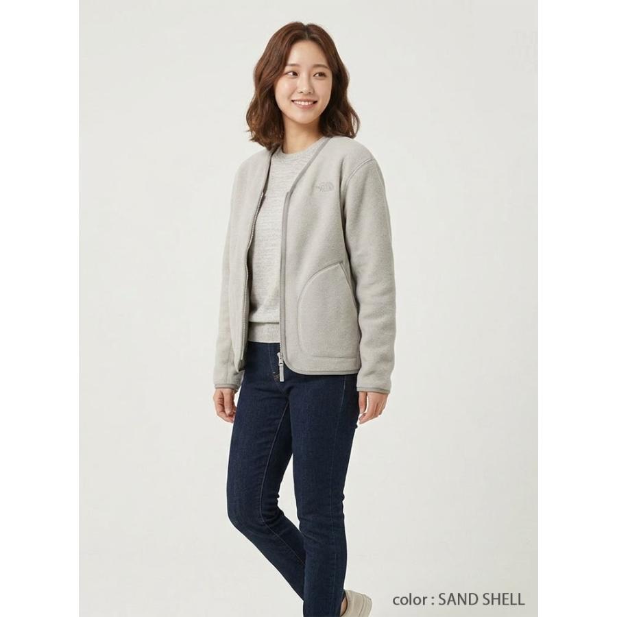 最終⚡️韓国★ノースフェイス アカンポ カーディガン フリース ノーカラー S THE NORTH FACE（ザ ノースフェイス） ノースフェイス レディース