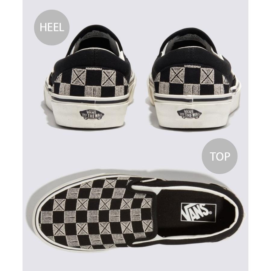 VANS バンズ スニーカー SLIP-ON STITCH CHECKERBOARD BLACK VN000BVZCJJスリッポン チェッカーボード ブラック チェック メンズ レディース｜snkrs-aclo｜04