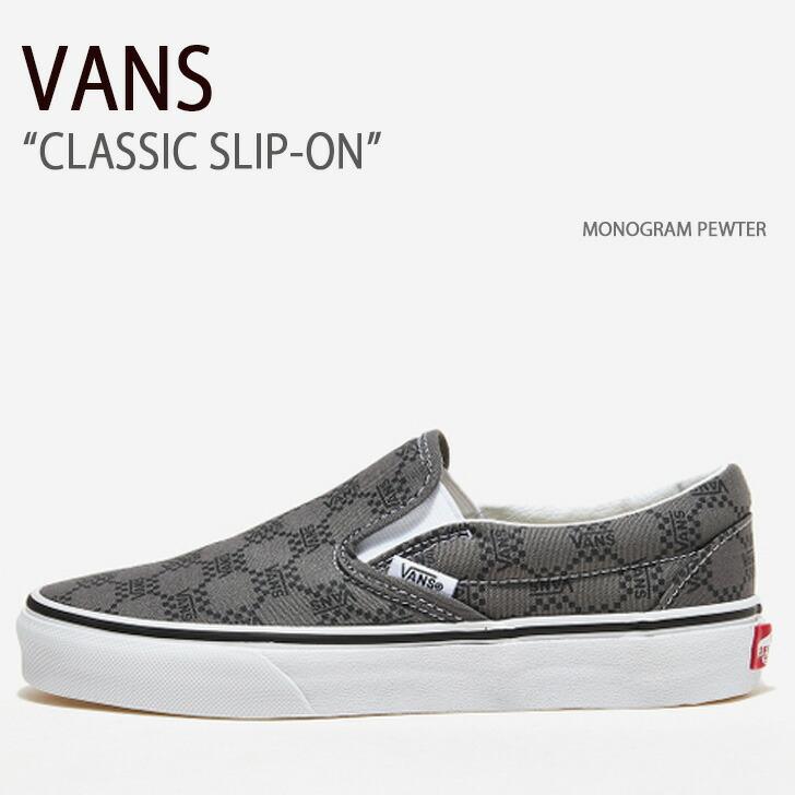 VANS バンズ スニーカー CLASSIC SLIP-ON MONOGRAM PEWTER VN0A7Q5DPWT クラシックスリッポン メンズ レディース VANS（ヴァンズ） バンズ スニーカー CLASSIC SLIP-ON MONOGRAM PEWTER