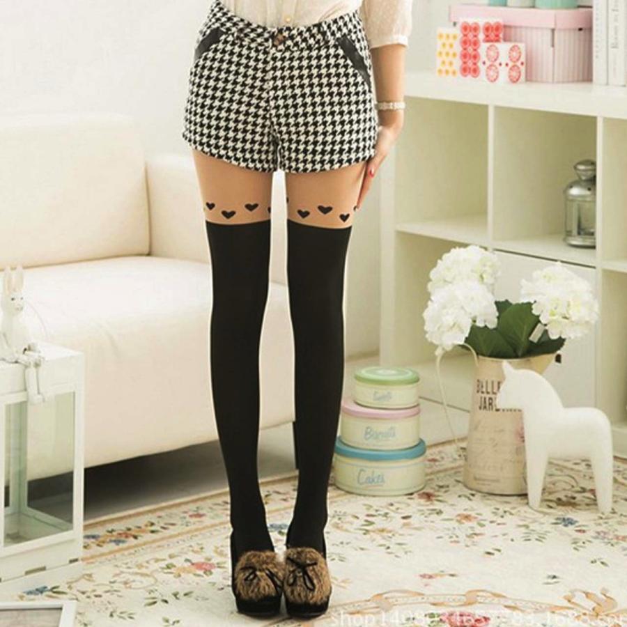 3足セット ハートが可愛い ニーハイ風タイツ 306li Sno 通販 Yahoo ショッピング