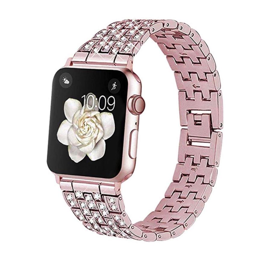 Apple Watch キラキラ 高級メタル カバー &ブラックレザー - 時計
