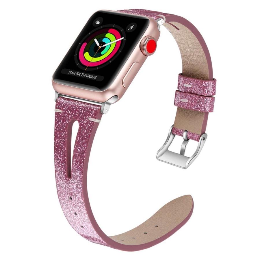 Apple Watch 交換バンド ラメ キラキラ 細めタイプ 皮革 ベルト 上品 アップルウォッチ 38mm/42mm/40mm/44mm シンプル｜sno-onlineshop｜08