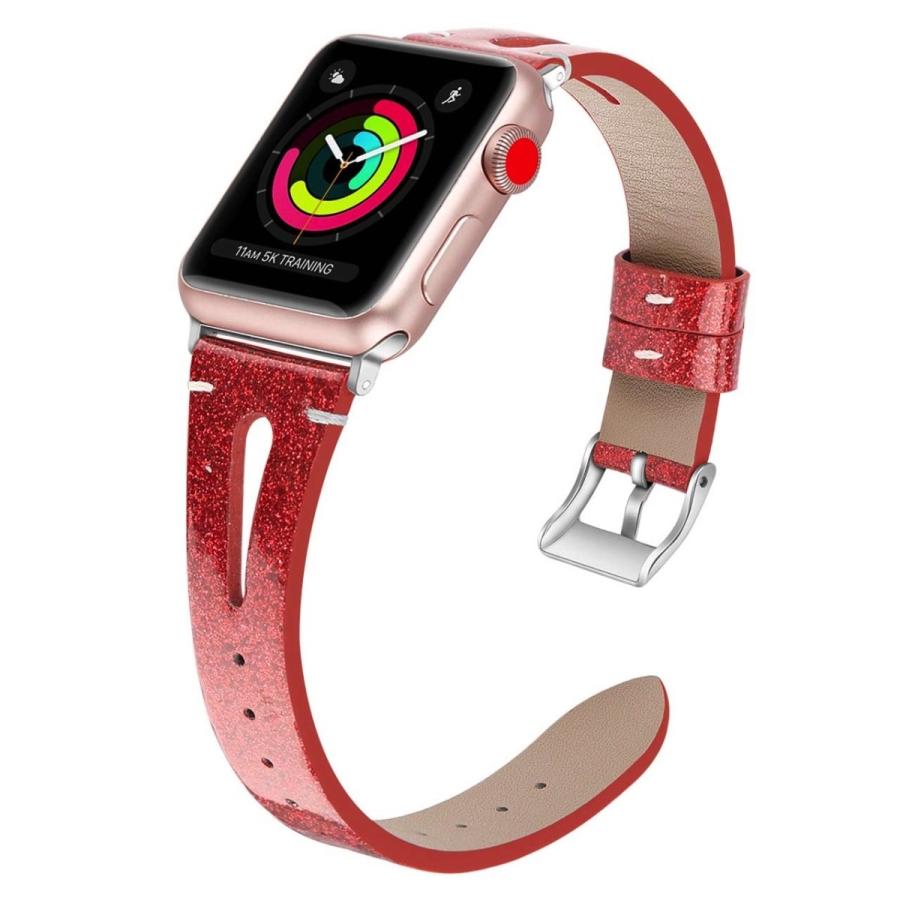 Apple Watch 交換バンド ラメ キラキラ 細めタイプ 皮革 ベルト 上品 アップルウォッチ 38mm/42mm/40mm/44mm シンプル｜sno-onlineshop｜02