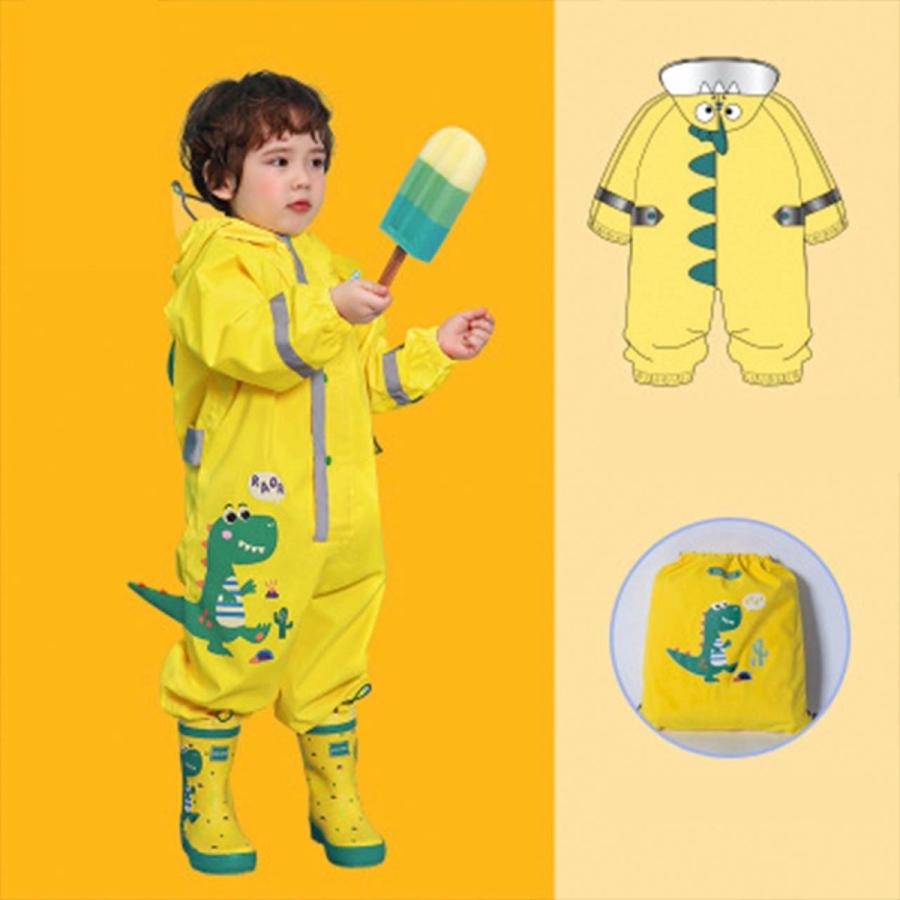 キッズ レインスーツ つなぎ レインコート ウェア キャラクター 恐竜 ヒヨコ ユニコーン コアラ カッパ 子供用 収納ポーチ付き 638kium Sno 通販 Yahoo ショッピング