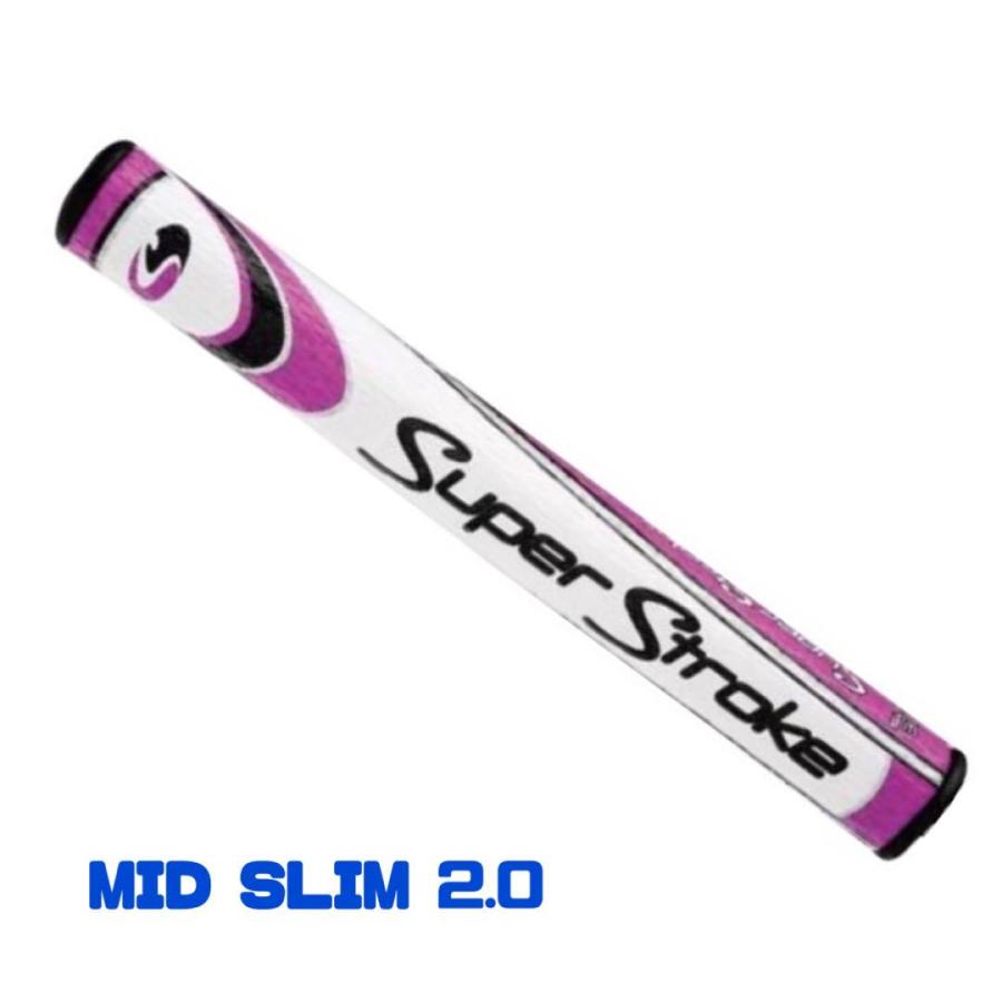 パープル/ホワイト スーパーストローク Mid Slim 2.0 ゴルフパター