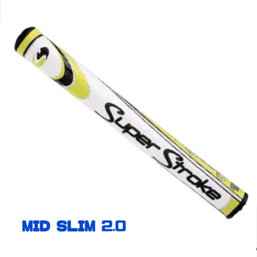 イエロー/ホワイト スーパーストローク Mid Slim 2.0 ゴルフパター