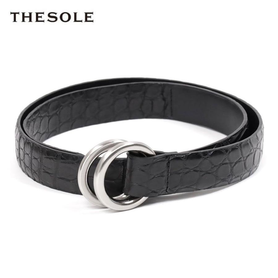 THE SOLE ザソール ダブルリング クロコダイル ベルト ワニ革 本 THE SOLE ザソール ダブルリング クロコダイル ベルト ワニ革 本