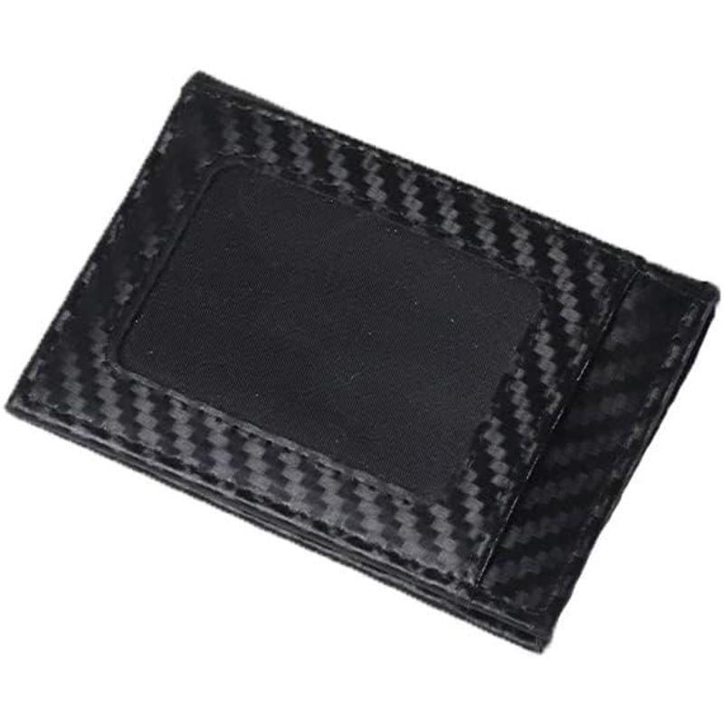 パスケース カード入れ カーボンレザー 二つ折り 本革 メンズ ビジネス (カーボン１（black）)?
