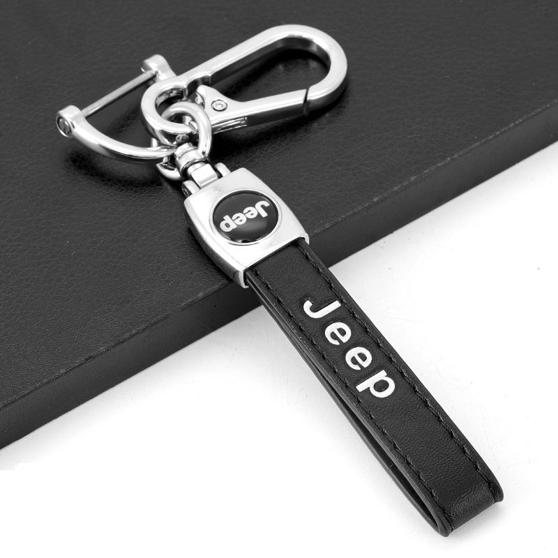 JEEP ラングラー JK JL JT ジープ Compass Renegade コマンダー XK WK2 WK WH  ロゴアップグレードキーホルダー高級牛革製レザー キーリング | Jeep