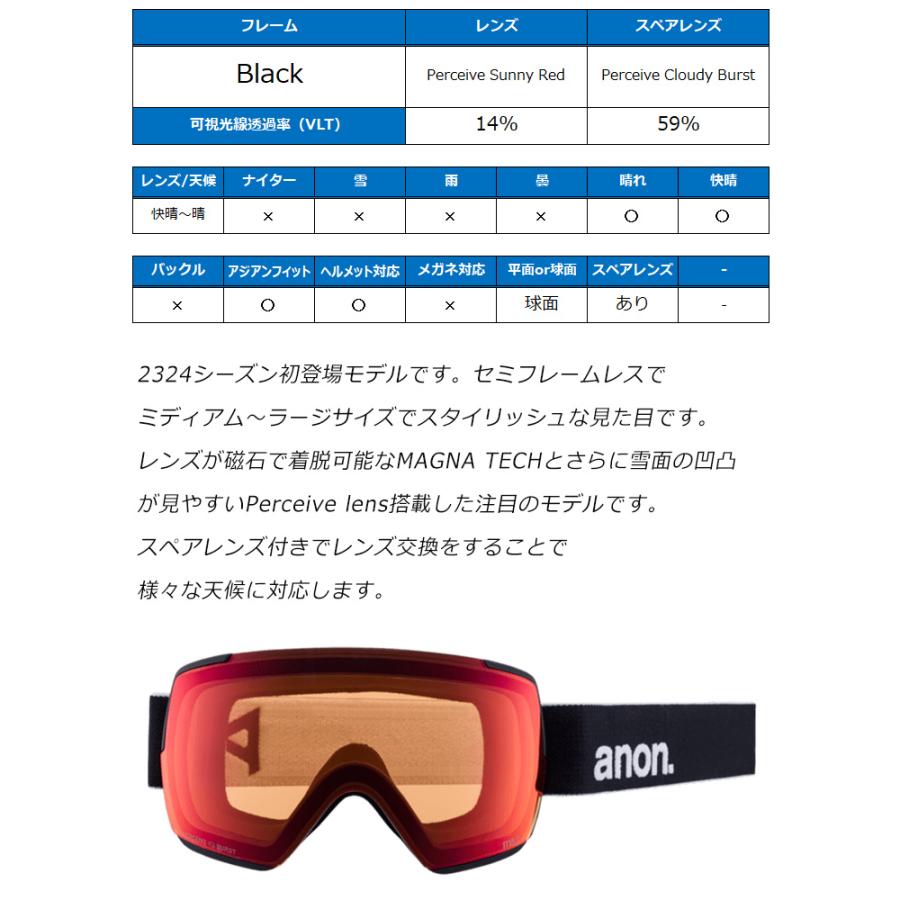 anon. 25-26 M5 BLACK ゴーグル ローブリッジ anon 2025 アノン スノーボード ゴーグル M5 Low Bridge カラー: Black
