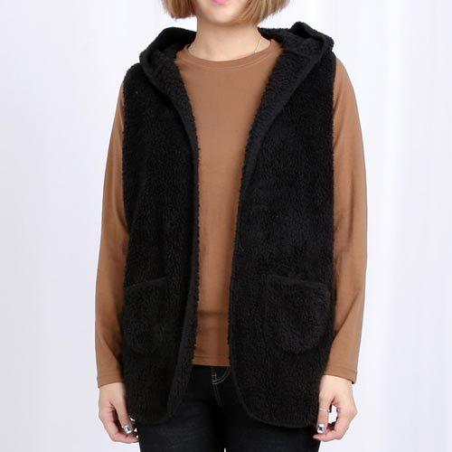 ゆるふわ 暖かい もこもこ ベスト パーカー ロング ボア モコモコ