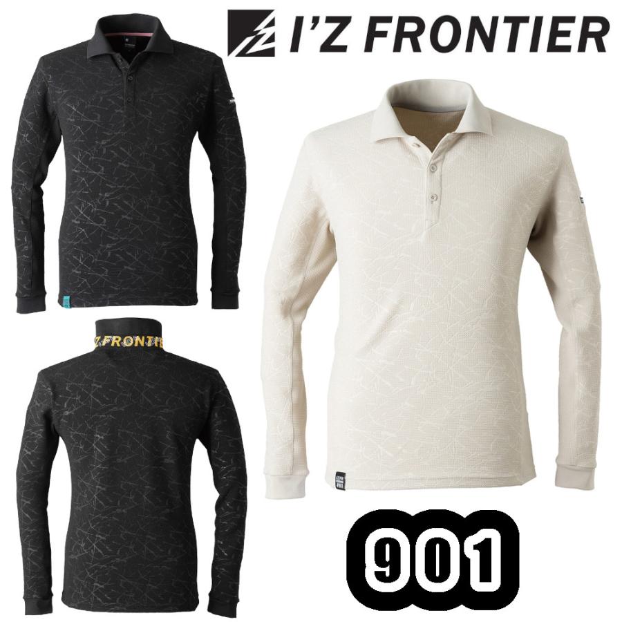 S-4L #901 ジャガードエンボスストレッチ長袖ポロシャツ I'ZFRONTIER