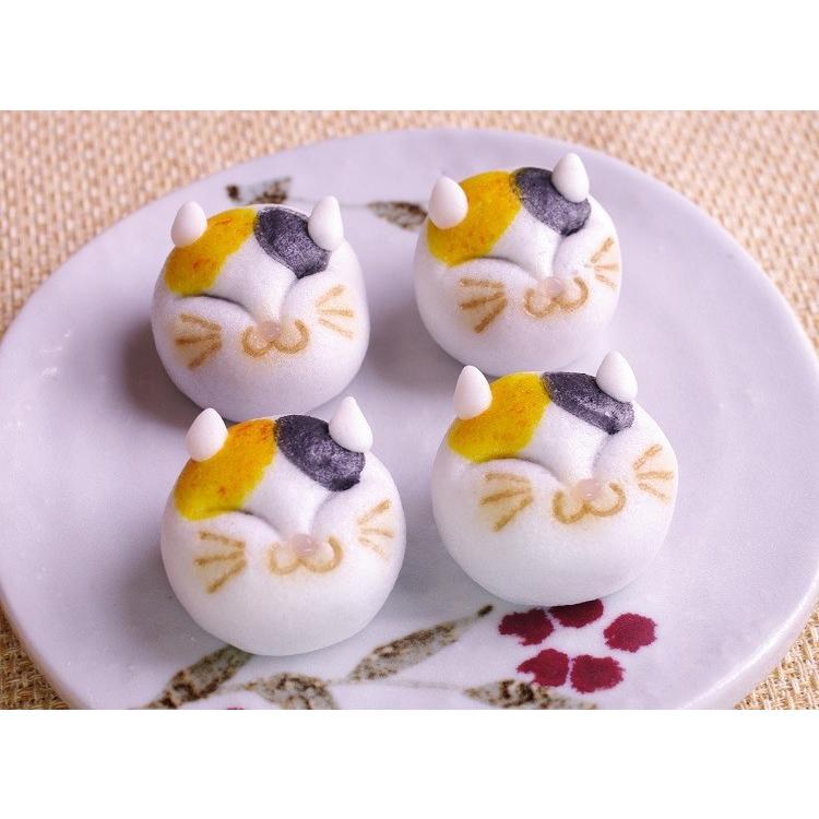 【ミケネコまんじゅう4個入(白あん)】ギフト 和菓子 どうぶつ饅頭 プレゼント イベント 猫の日 お祝い 贈り物 誕生日 かわいい 贈答品 ネコ 引菓子 お取り寄せ | 