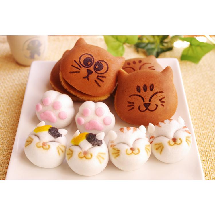 ギフト】猫の和菓子大家族セット【詰め合わせ】どら焼き 薯蕷饅頭 福