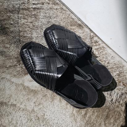 SHOEISM（シューイズム） レザー編み込みサンダル DE6301（ブラック