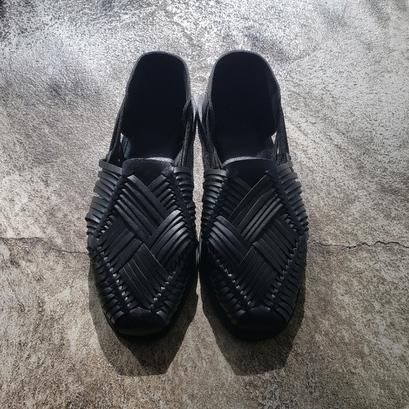 SHOEISM（シューイズム） レザー編み込みサンダル DE6301（ブラック