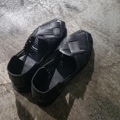 SHOEISM（シューイズム） レザー編み込みサンダル DE6301（ブラック